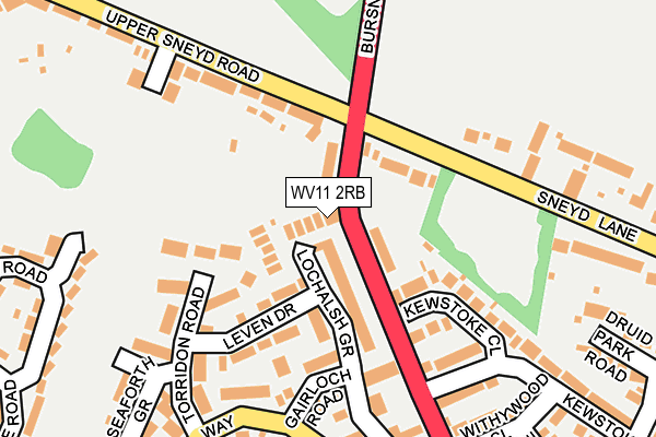 WV11 2RB map - OS OpenMap – Local (Ordnance Survey)