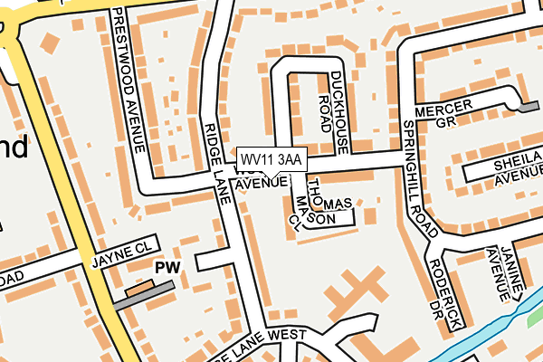 WV11 3AA map - OS OpenMap – Local (Ordnance Survey)