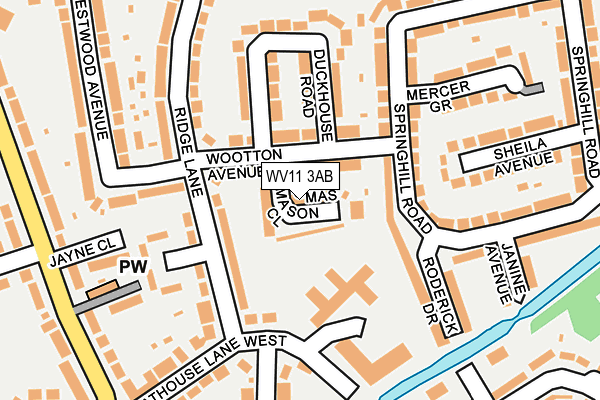 WV11 3AB map - OS OpenMap – Local (Ordnance Survey)