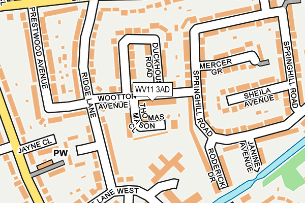 WV11 3AD map - OS OpenMap – Local (Ordnance Survey)