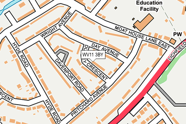 WV11 3BY map - OS OpenMap – Local (Ordnance Survey)