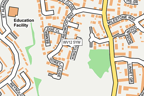 WV12 5YW map - OS OpenMap – Local (Ordnance Survey)