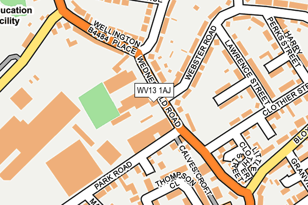 WV13 1AJ map - OS OpenMap – Local (Ordnance Survey)