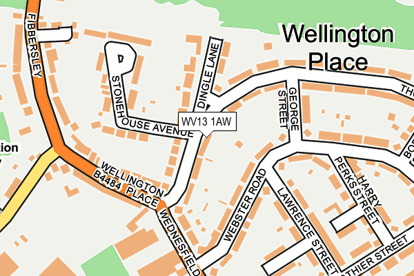 WV13 1AW map - OS OpenMap – Local (Ordnance Survey)