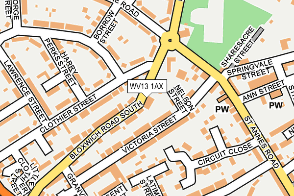 WV13 1AX map - OS OpenMap – Local (Ordnance Survey)