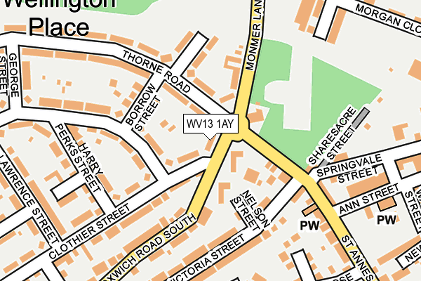 WV13 1AY map - OS OpenMap – Local (Ordnance Survey)