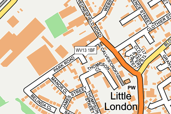 WV13 1BF map - OS OpenMap – Local (Ordnance Survey)