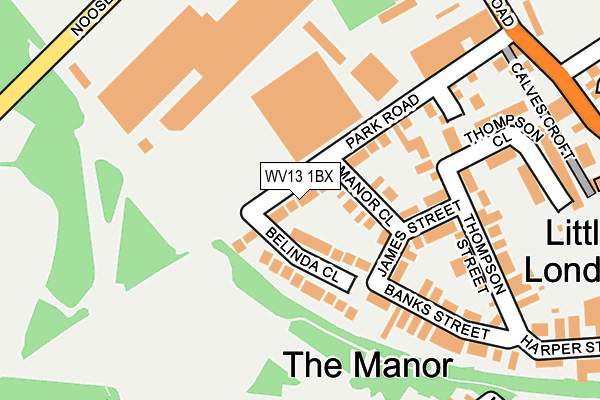WV13 1BX map - OS OpenMap – Local (Ordnance Survey)