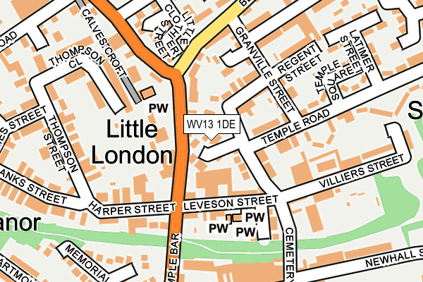 WV13 1DE map - OS OpenMap – Local (Ordnance Survey)