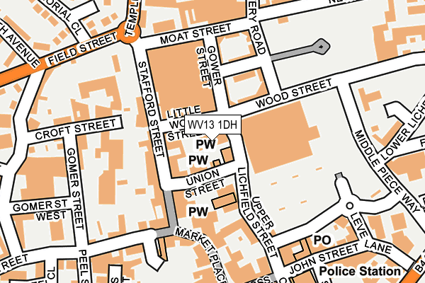 WV13 1DH map - OS OpenMap – Local (Ordnance Survey)