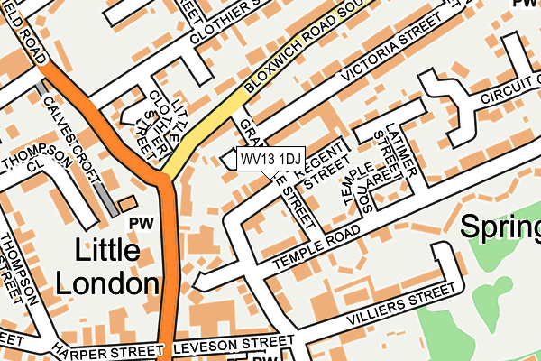 WV13 1DJ map - OS OpenMap – Local (Ordnance Survey)