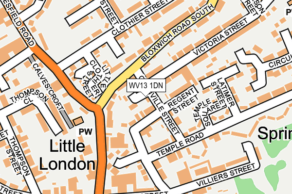 WV13 1DN map - OS OpenMap – Local (Ordnance Survey)