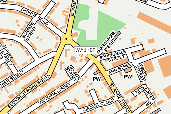 WV13 1DT map - OS OpenMap – Local (Ordnance Survey)