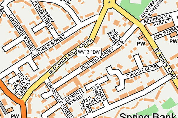 WV13 1DW map - OS OpenMap – Local (Ordnance Survey)