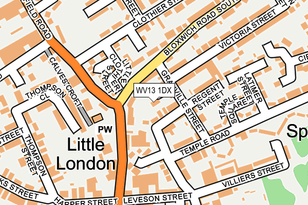 WV13 1DX map - OS OpenMap – Local (Ordnance Survey)