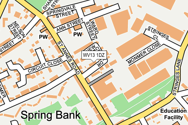 WV13 1DZ map - OS OpenMap – Local (Ordnance Survey)