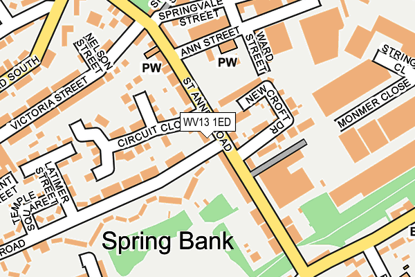 WV13 1ED map - OS OpenMap – Local (Ordnance Survey)