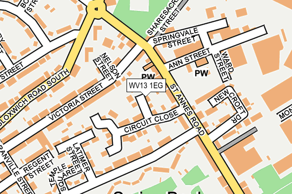 WV13 1EG map - OS OpenMap – Local (Ordnance Survey)