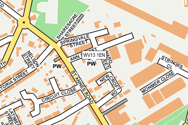 WV13 1EN map - OS OpenMap – Local (Ordnance Survey)