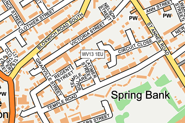 WV13 1EU map - OS OpenMap – Local (Ordnance Survey)