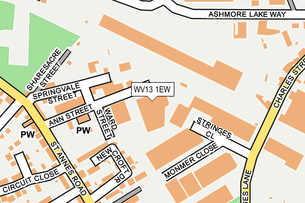 WV13 1EW map - OS OpenMap – Local (Ordnance Survey)