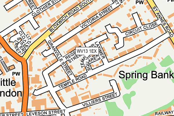 WV13 1EX map - OS OpenMap – Local (Ordnance Survey)