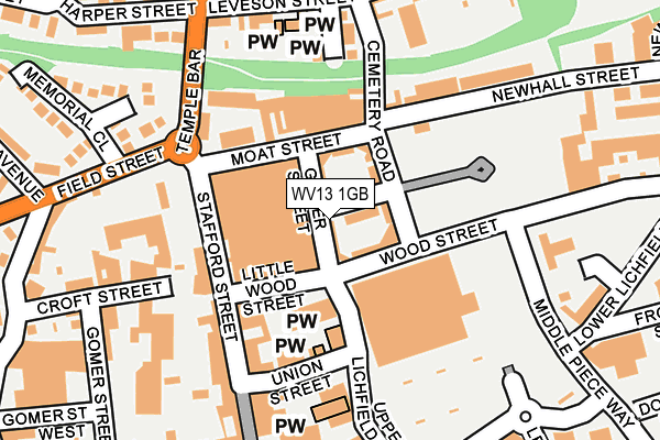 WV13 1GB map - OS OpenMap – Local (Ordnance Survey)