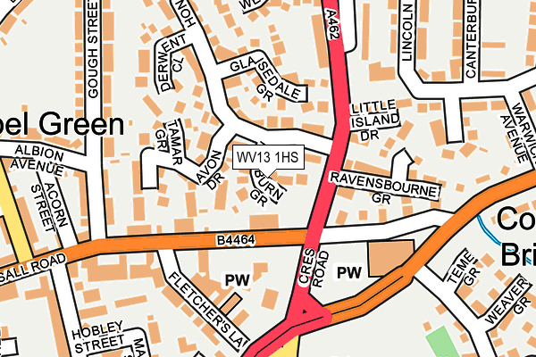 WV13 1HS map - OS OpenMap – Local (Ordnance Survey)