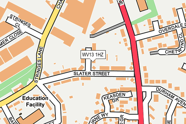 WV13 1HZ map - OS OpenMap – Local (Ordnance Survey)