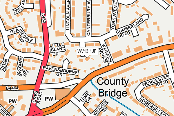 WV13 1JF map - OS OpenMap – Local (Ordnance Survey)