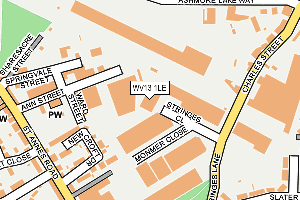 WV13 1LE map - OS OpenMap – Local (Ordnance Survey)