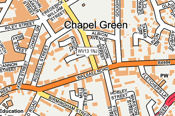 WV13 1NJ map - OS OpenMap – Local (Ordnance Survey)