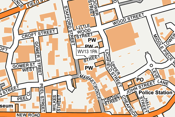 WV13 1PA map - OS OpenMap – Local (Ordnance Survey)