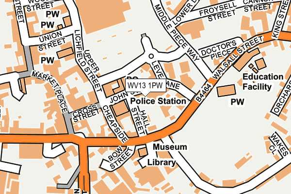 WV13 1PW map - OS OpenMap – Local (Ordnance Survey)