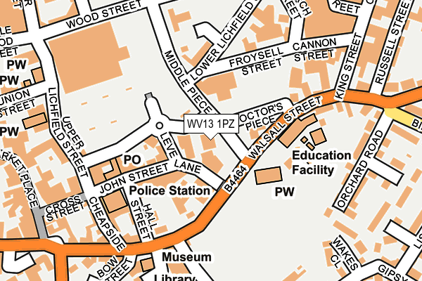 WV13 1PZ map - OS OpenMap – Local (Ordnance Survey)