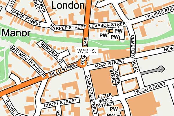 WV13 1SJ map - OS OpenMap – Local (Ordnance Survey)