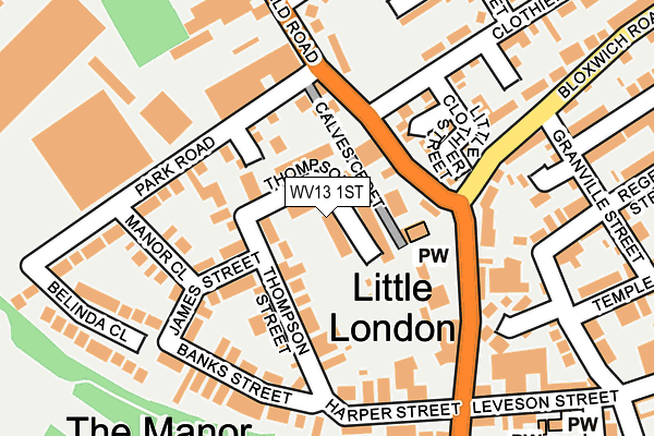 WV13 1ST map - OS OpenMap – Local (Ordnance Survey)