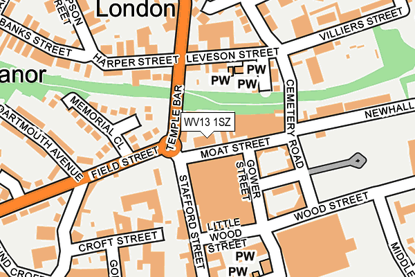 WV13 1SZ map - OS OpenMap – Local (Ordnance Survey)