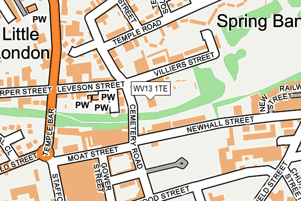 WV13 1TE map - OS OpenMap – Local (Ordnance Survey)