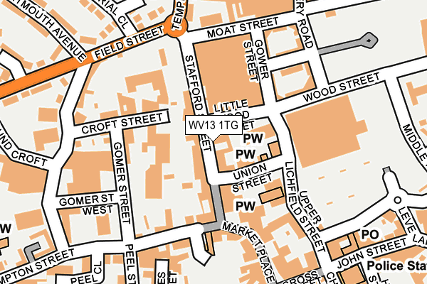 WV13 1TG map - OS OpenMap – Local (Ordnance Survey)