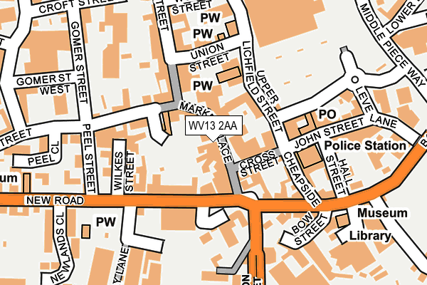 WV13 2AA map - OS OpenMap – Local (Ordnance Survey)