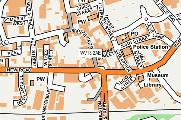 WV13 2AE map - OS OpenMap – Local (Ordnance Survey)
