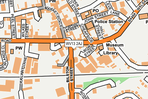 WV13 2AJ map - OS OpenMap – Local (Ordnance Survey)