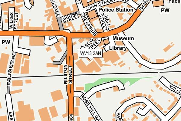 WV13 2AN map - OS OpenMap – Local (Ordnance Survey)