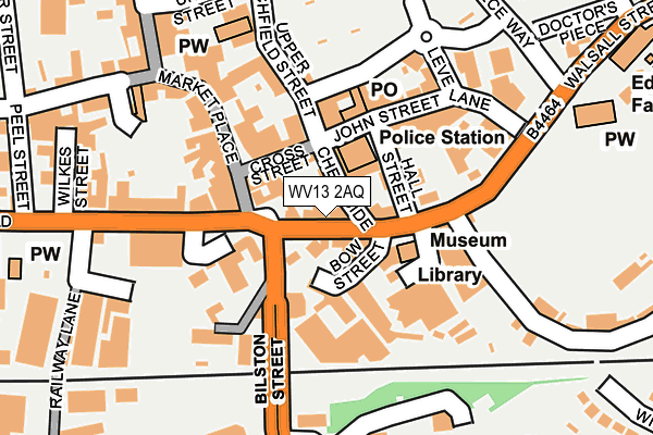 WV13 2AQ map - OS OpenMap – Local (Ordnance Survey)