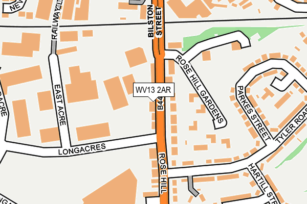 WV13 2AR map - OS OpenMap – Local (Ordnance Survey)