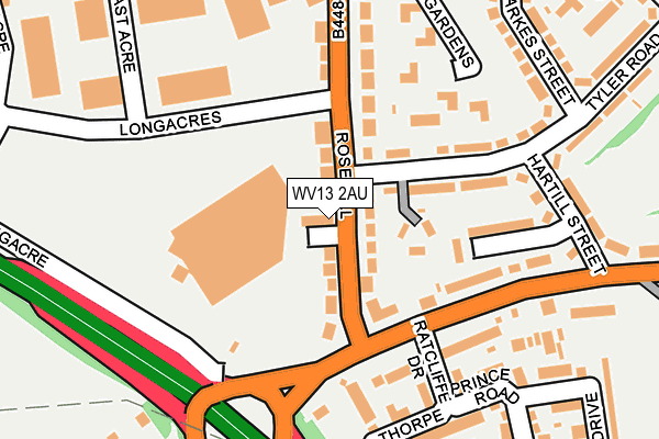 WV13 2AU map - OS OpenMap – Local (Ordnance Survey)