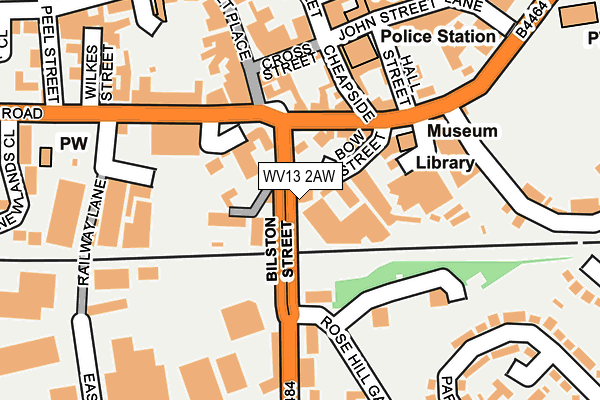 WV13 2AW map - OS OpenMap – Local (Ordnance Survey)