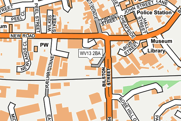 WV13 2BA map - OS OpenMap – Local (Ordnance Survey)