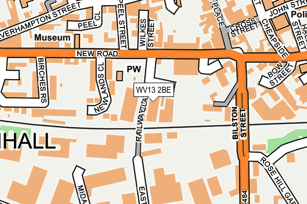 WV13 2BE map - OS OpenMap – Local (Ordnance Survey)
